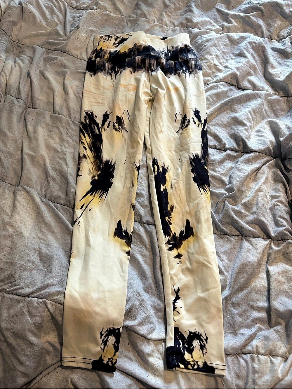 Abstract Straight Leg Pants in Cream & Black